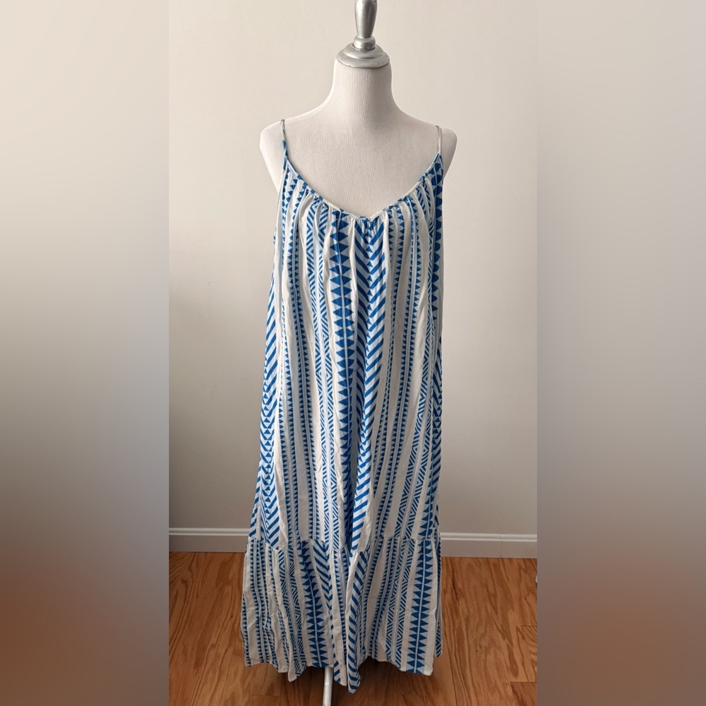 Velvet by Graham & Spencer Blue and White Striped Maxi Dress Size XL